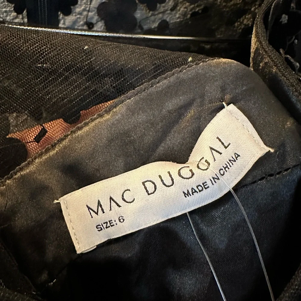 Mac Duggal Floral Applique Cocktail Midi Dress size 6 - Picture 7 of 7